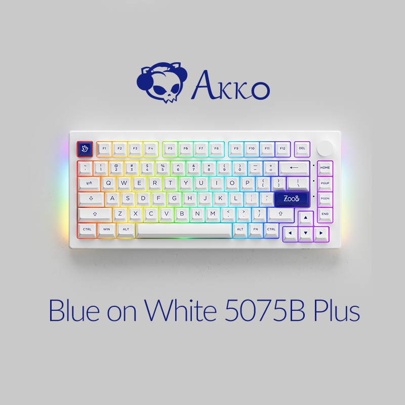 Bàn phím cơ AKKO 5075B Plus Blue on White (Multi-modes / RGB / Hotswap /  Gasket mount) - Biên Hoà Gear